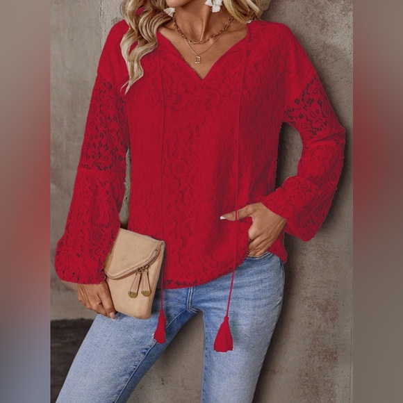 Cloud Dreaming White Lace Blouse Long Sleeve - Picture 3 of 5